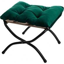 HollyHOME 15"(H) Folding Footrest Stool, Upholstered Small Foldable Ottoman, Accent Padded Sofa Foot Stool for Lazy Chair, Metal Frame Portable Foot Rest Ottoman for Living Room, Bedroom, Dark Brown - Verde - Ver 1