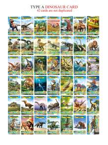 42 Double-Sided Cards For Children Reading Cognitive Dinosaur Animals: Patterns Do Not Repeat, Waterproof Paper Version, Collectible, Suitable For Children's Games