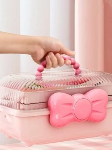 1 Organizador de accesorios para el cabello - Contenedor de artesanía de ABS, caja de maquillaje a prueba de polvo | Organizador de 3 capas de uso múltiple con asa para uñas, caja de lazos y accesorios para el cabello, 27.5x14.5x15cm. Ideal para decoraciones de Halloween, almacenamiento de decoraciones de Halloween, decoraciones de Acción de Gracias, almacenamiento de decoraciones de Acción de Gracias, fiestas de revelación de género, perfecto para cumpleaños, bodas, fiestas, el regalo perfecto para colegas, amigos y familiares, de vuelta a la escuela - Multicolor - Ver 7