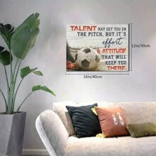 1pc Football Canvas Wall Art, Inspirational Soccer Quote Print, Frameless Sports Themed Decor For Boys Gym Bedroom Living Room - 12x16 Inch Motivational Poster, Gift For Football Enthusiasts Gifts Birthday Graduation