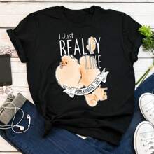 Pomeranian Shirt, Women , Funny Dog Lover Gift, Cute Pom T-Shirt, Pomeranian Tshirt, Pet Tee, Dog Mom, Dog Dad, Gift For Him Her Birthday - Black - View 1