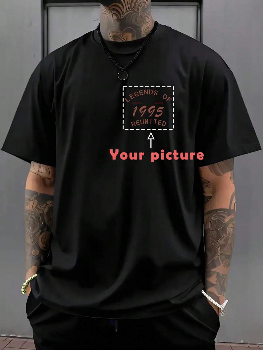 [Personalización personalizada] Servicio de personalización de camiseta para hombres, admite patrones creativos/diseños de anime/exclusivos de pareja/fotos de mascotas/selfie en el frente y la espalda, ropa versátil y de moda para el verano
