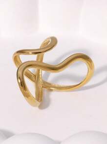 不锈钢金色戒指男女通用 2024 年不褪色流行派对个性夸张饰品珠宝礼品、女士日常派对配饰、时尚珠宝、最佳朋友礼物 - 彩色 - 查看 3