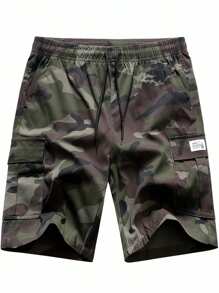 Short cargo décontracté ample pour hommes avec grandes poches, imprimé camouflage respirant pour les sports de plein air, été