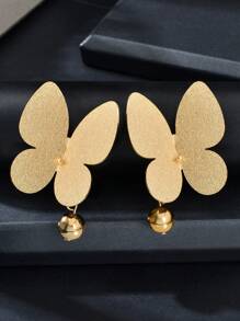 1 Pair Elegant Gold Ball Charm Metal Butterfly Stud Earrings Women Party Daily Festival Jewelry