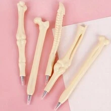 3pcs Creative Bone Shaped Pen, Novelty Realistic Skeleton Style Ballpoint Pen, Halloween Promotional Gift