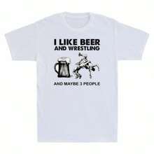 I Like Beer And Wrestling And Maybe 3 People Vintage 's T-Shirt Cotton White - White - View 1