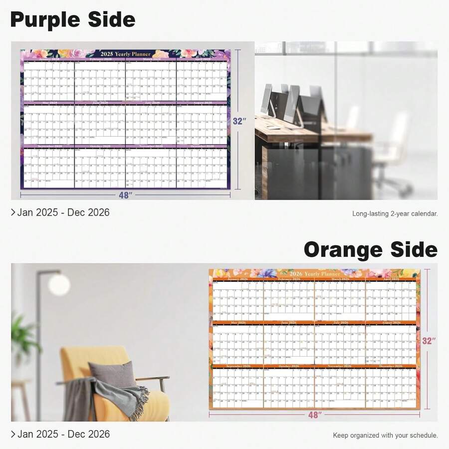 Dry Erase Wall Calendar 20252026 Large Laminated Calendar 32'' X 48