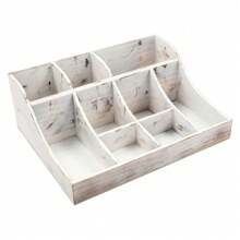 kangten Wood Spice Rack Kitchen Organizer Spice Organizer With 9 Compartments Seasoning Holder Salt Organizer - White - View 8