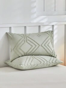 2/3pcs Mint Green Rhombus Pattern Velvet Bedding Set, Simple & Fashionable Boho Style Duvet Cover Pillowcase Set, Suitable For All Seasons (1 Duvet Cover + 1/2 Pillowcase) - Pastel Green - View 7