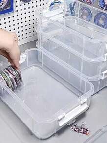 1pc Extra Large 4-Layer Transparent Stackable Storage Box, Multi-Function Organizer Box For Cosmetics, Stationery, Nail Care Tools, Jewelry, Desktop Storage' - Clear - View 2