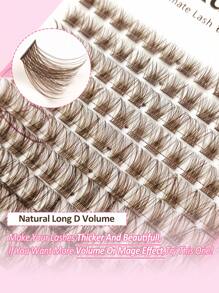 Rikuaild Mi nâu tự làm 120 chiếc, cong chữ D, mềm mại, mịn màng, cụm mi giả dài tự nhiên, lông mi riêng lẻ, cụm mi hỗn hợp có thể tái sử dụng, cụm mi nối trang điểm, cụm mi, lông mi riêng lẻ, lông mi, lông mi giả - D - Xem 5