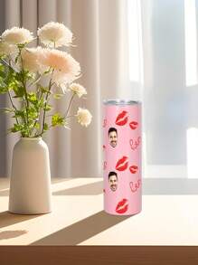 1 pieza Botella de agua personalizada de 600ml/20oz, taza personalizada con foto, taza de café de carro, taza recta portátil. Taza personalizada resistente al calor. Regalo para familia, amigos, parejas. San Valentín, Año Nuevo, Vacaciones, Regalos de Boda.