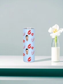 1 pieza Botella de agua personalizada de 600ml/20oz, taza personalizada con foto, taza de café de carro, taza recta portátil. Taza personalizada resistente al calor. Regalo para familia, amigos, parejas. San Valentín, Año Nuevo, Vacaciones, Regalos de Boda.