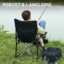 TIMBER RIDGE Foldable Camping Chair 150 Kg High Back Portable Folding Chair With Cup Holder Hard Armrest Fishing Chair For Camping Picnic Garden Balcony