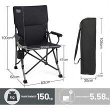 TIMBER RIDGE Foldable Camping Chair 150 Kg High Back Portable Folding Chair With Cup Holder Hard Armrest Fishing Chair For Camping Picnic Garden Balcony