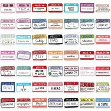 50PCS Hello I Am Stickers Vinyl Aesthetics Stickers Scrapbooking, Diary, Bumper, Skateboard, Water Bottle, Cartoon, Hard Hat, Car Stickers And Decals
