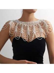 New Handmade Beaded Faux Pearl Shoulder Chain, Fashion Body Chain Necklace For Women