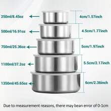 airskyce 5 Packs Stainless Steel Storage Containers With Sealed Food Storage Containers With Lid, Kitchen Storage Containers, High Pasta Kitchen Jars And Food Storage Cabinets - Silver - View 7