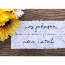 个性化刺绣新娘吊袜带套装或单个、定制尺寸吊袜带、新娘纪念品礼物、耐用、色彩鲜艳、可爱、迷人、有趣、卡哇伊、Y2K、时尚、男女通用、休闲、定制、个性化、独特、定制、送给他的理想礼物、送给她、男朋友、女朋友、家人、朋友、孩子的理想礼物、周年纪念日、情人节、母亲节、生日、儿童节、父亲节、毕业典礼、婚礼、乔迁