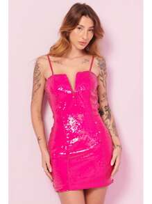 PLANET GIRLS Vestido rosa médio com lantejoulas, Carnaval - Pink - Visão 1