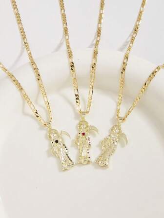 1pc Fashionable & Popular Pendant Necklace, 14k Gold Plated Occult Charm Necklace, Belief Gift For Men/Women Ceremony, Party, Friend