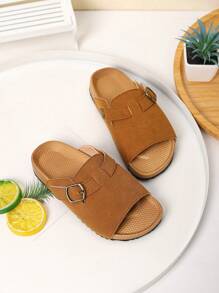 Girls' Minimalist Fashion Flat Sandals, Soft Bottom Outdoor Beach Open Toe Beach Sandals, Spring & Summer