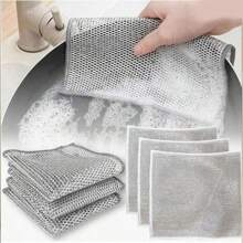 2pcs/6pcs/10pcs/20pcs Steel Wire Dish Scrubber, Kitchen Stove Pot Pan Cleaning Net Sponge Cloth, Non-Stick Oil Mesh Cleaning Cloth, Kitchen Stove Cooker Hood Pot Pan Sink Cleaner Cloth, Stain Remover Cleaning Supplies
