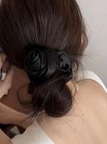 1 件复古缎面发绳，简约时尚玫瑰造型发带，极简主义纯色发带，适合日常通勤户外休闲使用