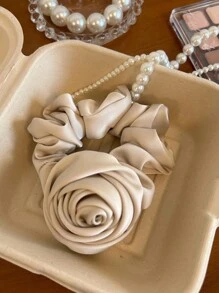 1 件复古缎面发绳，简约时尚玫瑰造型发带，极简主义纯色发带，适合日常通勤户外休闲使用