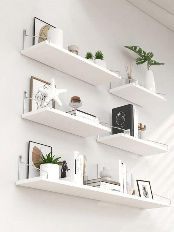 1 pieza (con ganchos incluidos) Tablero de estantería de 12", 16", 20", estante flotante de pared, instalación sin taladro, decorativo para dormitorio, cocina, baño, lavadero, soporte de almacenamiento montado en la pared de madera para decoración de habitación interior