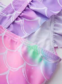 Purple Scale & Roseate Ruffle Trim Toddler One-Piece - Baby Pink - View 3