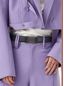 男士几何图案休闲复古派对街头时尚办公室 PU 皮革自动扣皮带，适合所有季节 - 彩色 - 查看 8