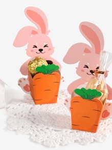 10pcs/Set Easter Bunny Shaped Cardboard Boxes, Carrot Candy Boxes, Easter Paper Texture, Suitable For Party Supplies - Multicolor - View 3