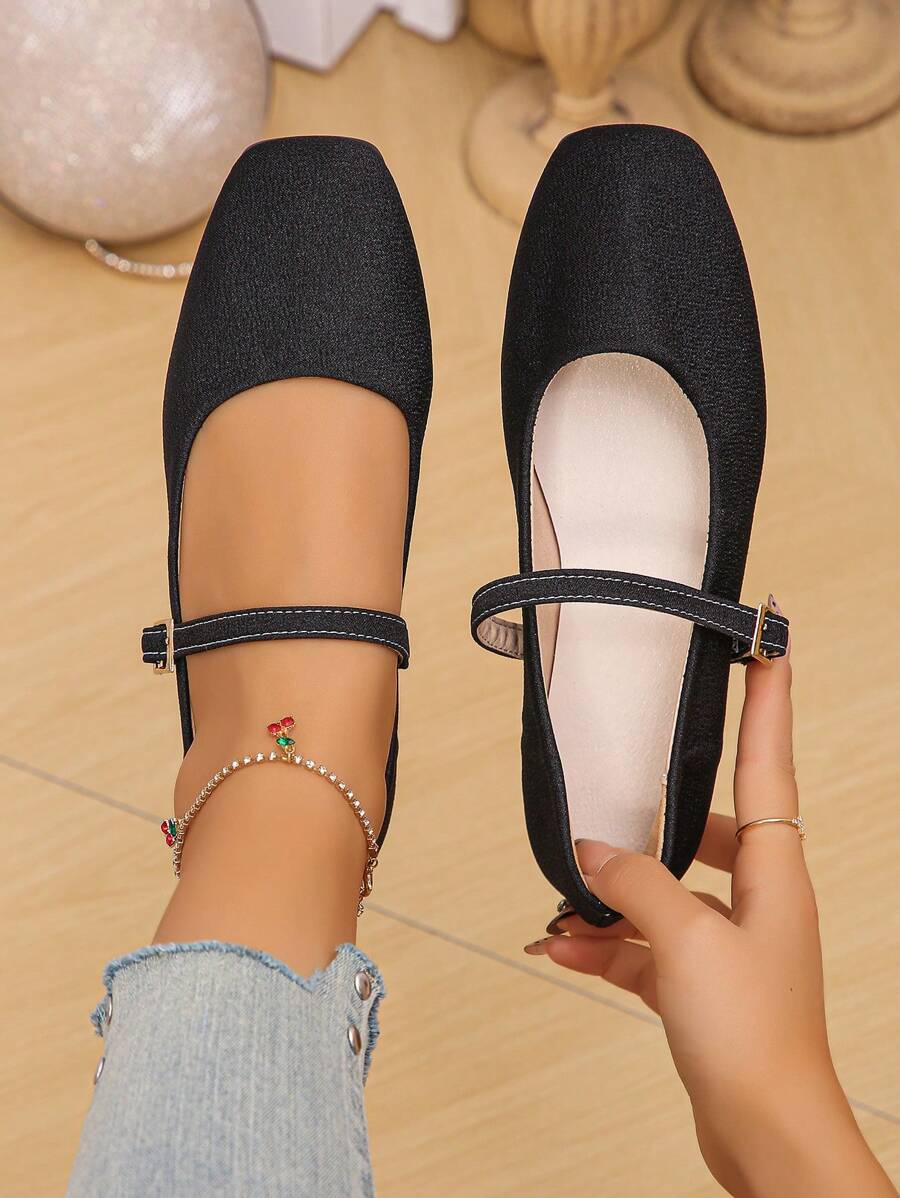 Cross-Border Trade, Plus Size 35-43 Spring/Autumn New Suede Square Toe Flat Shoes In Beige, Green And Golden Color, Suitable For Everyday Wear With Dresses