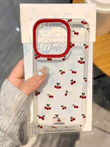 Romantic Cherry Design Phone Case, Ideal Gift For Valentine's Day And Other Festivals, Compatible With IPhone 16, 15, 15 Pro, 15 Pro Max, 14, 13, 12, 11, Xs MAX, 7, 8 Series Waterproof Shockproof Anti-Fall Scratch Resistant