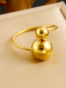 1 st. vergulde roestvrijstalen minimalistische holle bal verstelbare ring