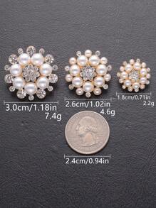 4 件/套高端金属花水钻珍珠纽扣，适用于婚礼装饰、服装、珠宝制作、DIY 鞋子、帽子、包包、缝纫配件