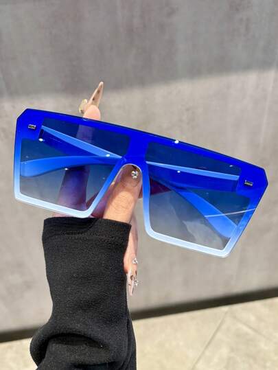 4pcs Asymmetrical Large Frame Colorful Vintage Y2K Style Square Fashion Sunglasses Unisex, Suitable For Holidays And Vacation Accessories