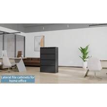 Lockable White Metal Lateral File Cabinet - Home And Office Storage Organizer With Drawers - 3 個抽屜 - 查看 8