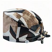 1 pieza Gorra de trabajo para mujer de poliéster con estampado geométrico, apta para médicos, enfermeras o trabajos de limpieza, práctica, antibacteriana y antipolvo, adecuada para primavera, verano, otoño e invierno