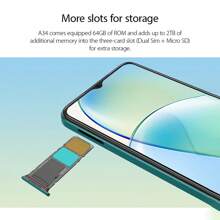 ZTE,Smartphone,Blade A34 Rock Grey,Unlocked, Android 13,(4GB RAM+4GB Fusion) + 64GB ROM,5000mAh Battery,Dual SlM 4G,The Plug Is European Standard,NFC Is Supported, 4G LTE,Global Version