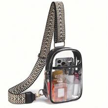 1 件透明单肩包，带可调节肩带的胸包，体育场音乐会活动批准，胸前休闲背包，海滩防水透明斜挎包，游泳装备包，PVC 材质男女腰包，徒步旅行骑行背包，幼儿园学生教师背包，适用于体育赛事音乐节批准通过安全检查的旅行包 - 彩色 - 查看 1