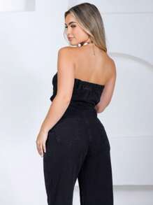 Black Wide Leg Pocket Jumpsuit - Black - View 2
