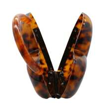 Stylish Women Acrylic Evening Clutch Heart Shape Handbag Marble Top Handle Purse Bag For Party Prom Cocktail - Amber - 查看 5