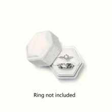 2pcs/1pc Customized Hexagon Velvet Ring Box Wedding Engagement Gift Single/Double Ring Storage Display Holder, Elegant Retro - Multicolor - View 15