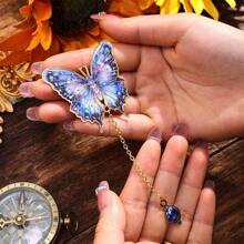 1 pieza Marcador de libro de metal con forma de mariposa y cadena de metal, diseño artesanal tipo pintura al óleo de Van Gogh, regalo único para amantes de los libros, cumpleaños, San Valentín, graduación, Día Mundial del Libro, decoración del hogar