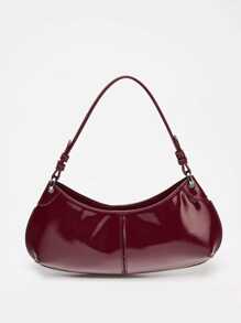European And American Retro Solid Color, PU Material Wine Red Shoulder Bag, Patterned Red Wedding Bag, New Niche Women's Shoulder Bag, Fashionable Crossbody Bag.