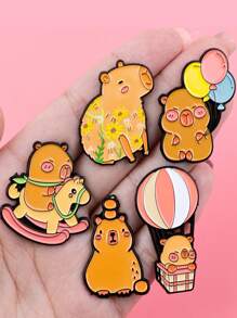 9Pcs Cute Capybara Enamel Pins Cartoon Animal Brooches Badge Lapel Pin For Backpack Clothes Accessories Kawaii Jewelry Birthday Gifts