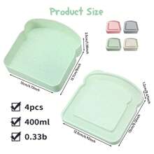 1pc Portable Lunch/Bento Box With Large Capacity For Toast, Bread And Sandwich Macaron Color Bread Shaped Food Storage Container, Plastic Lunchbox With Lid Snack Box, Cute And Leakproof Bento Box, Reusable And , Perfect For Packing Lunch, Snacks Or Leftovers, Ideal For On-The-Go, Pastel Pink, Green, Beige, And Gray Colors.